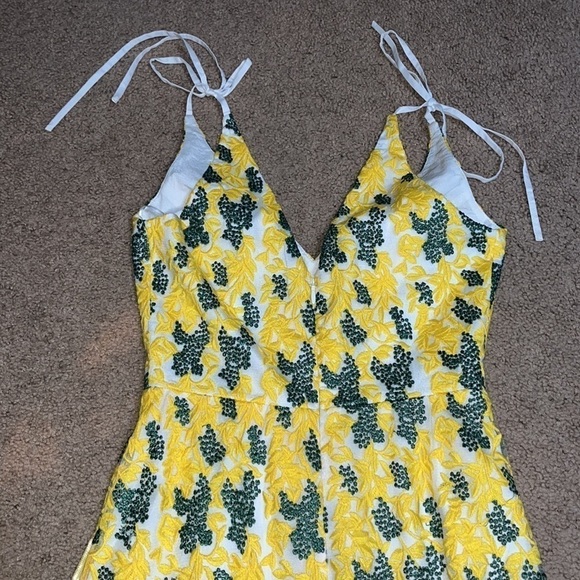 Dress the Population Sunny Floral Embroidery Tiered Dress Canary Yellow Small - Picture 9 of 12
